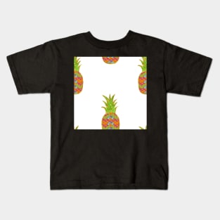 pineapple, fruit, glitter, gold, summer, pattern, funny, sunny Kids T-Shirt
